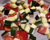 A picture of step 1 of Veg and salmon tray bake.