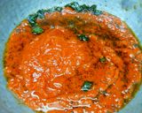 A picture of step 2 of Kashmiri chilly garlic chutney.