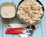 A picture of step 4 of Farfalle Pasta in Cheesy White Sauce.