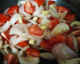 A picture of step 2 of Matar paneer curry.