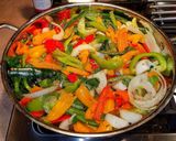 A picture of step 3 of Mike's Chunky Chicken Fajita Style Soft Tacos.