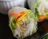 A picture of step 4 of Kani and Mango Fresh Vietnamese Spring Roll w/ 2 dipping sauces.