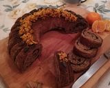 Foto del passaggio 11 della ricetta Ciambella di pane al cioccolato, mandarini e cannella 🌷