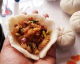 A picture of step 8 of Steamed Rice ball stuffed with twisted pasta.