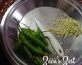 A picture of step 2 of Mirchi Bhajiye with Gongura Chutney.