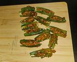 A picture of step 3 of Achari bhindi.