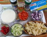 A picture of step 1 of  american italian pasta salad.