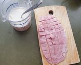 A picture of step 2 of Nudel Auflauf - baked pasta with cheese and ham.