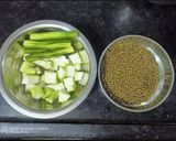 A picture of step 1 of Green Moong Soup.