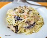 Foto del paso 8 de la receta: Tallarines cremosos a la naranja con langostinos y shiitake