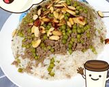 صورة لخطوة 3 من وصفة ارز ابيض مع لحم مفروم وبسله بالمكسرات 😋