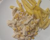 Tejszínes, kukoricás csirkemell sült krumplival recept fázis 6 fotója