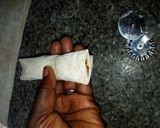 A picture of step 9 of Crunchy chicken filo cigars.