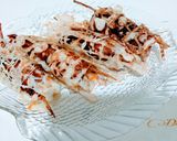 A picture of step 9 of Teriyaki prawns with net crepes.
