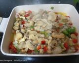 Foto del paso 2 de la receta: Berenjenas con pollo verduras y champiñones gratinados