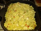 Arroz con pollo en cubos
