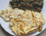 A picture of step 6 of Managu with fried egg.