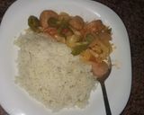 A picture of step 2 of Dinner boiled rice and sausage straw #favorite Easter dish.