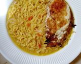 A picture of step 1 of Noodles with sunshine friend egg.