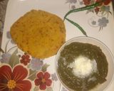 A picture of step 6 of Makki Ki Roti with Sarso Saag.