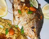 صورة لخطوة 5 من وصفة سمك زبيدي مشوي وأرز مبهر والمكسرات والزبيب
