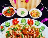 A picture of step 20 of Spicy BBQ chicken ricewith stir fry vegetables.