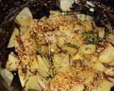 A picture of step 3 of Aloo Bhujiya.