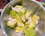 A picture of step 1 of Blanched then sautéed romanesco broccoli in garlic, butter & soy sauce.