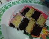 Sponge cake vanilla & coklat (Checkerboard cake) with Trick langkah memasak 26 foto