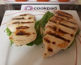 A picture of step 3 of My Grilled Chicken on Burger Buns with my secret sauce. 😁.