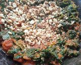 A picture of step 2 of Methi sabzi bajri roti and peanut chutney.