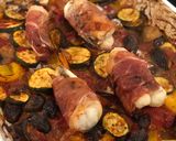 A picture of step 6 of Monkfish in Parma ham with kalamata olive ratatouille.