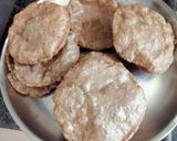 A picture of step 3 of Taro root/arbi & water chestnut flour poori.