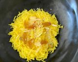 A picture of step 2 of Mithe Chawal with Kesariya Rabdi.