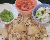 A picture of step 6 of Achari masoor pulao.