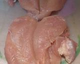 A picture of step 1 of Brad's Italian crumbed chicken.