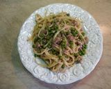 Φωτογραφία βήματος 12 της συνταγής Spaghetti με αρακά, χωριάτικο λουκάνικο και κρέμα γάλακτος