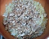 A picture of step 3 of Macaroni with Roquefort Sauce, Manchego Cheese Cream, and Mushrooms.