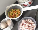 A picture of step 1 of Luncheon Meat Fried Rice.