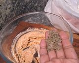 A picture of step 2 of Peri peri tandoori soya chap with curd dressing / dip.