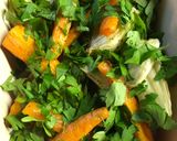 A picture of step 4 of Roast carrot and fennel with harissa - vegan.