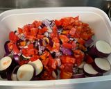 Une image de l'étape 6 de Aubergines chinoises au bœuf, tomates, oignon rouge et coriandre.