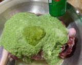 A picture of step 3 of Mutton leg with 7up marinade.