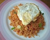 A picture of step 3 of Nasi Goreng (Indonesian stir fried rice).