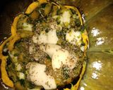 Foto del paso 4 de la receta: Zapallo relleno tipo fondue con espinaca y panceta 🥬🥓