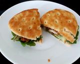 A picture of step 5 of My Buttermilk coated chicken on Soft Focaccia Bread with Salad.