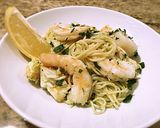 A picture of step 9 of Poached shrimp and scallop pasta in beurre blanc.