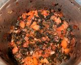 A picture of step 2 of Alu lal saag.