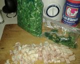 Foto del paso 1 de la receta: Arroz blanco con ejotes y tocino