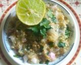 A picture of step 5 of Baigan Bhartha.